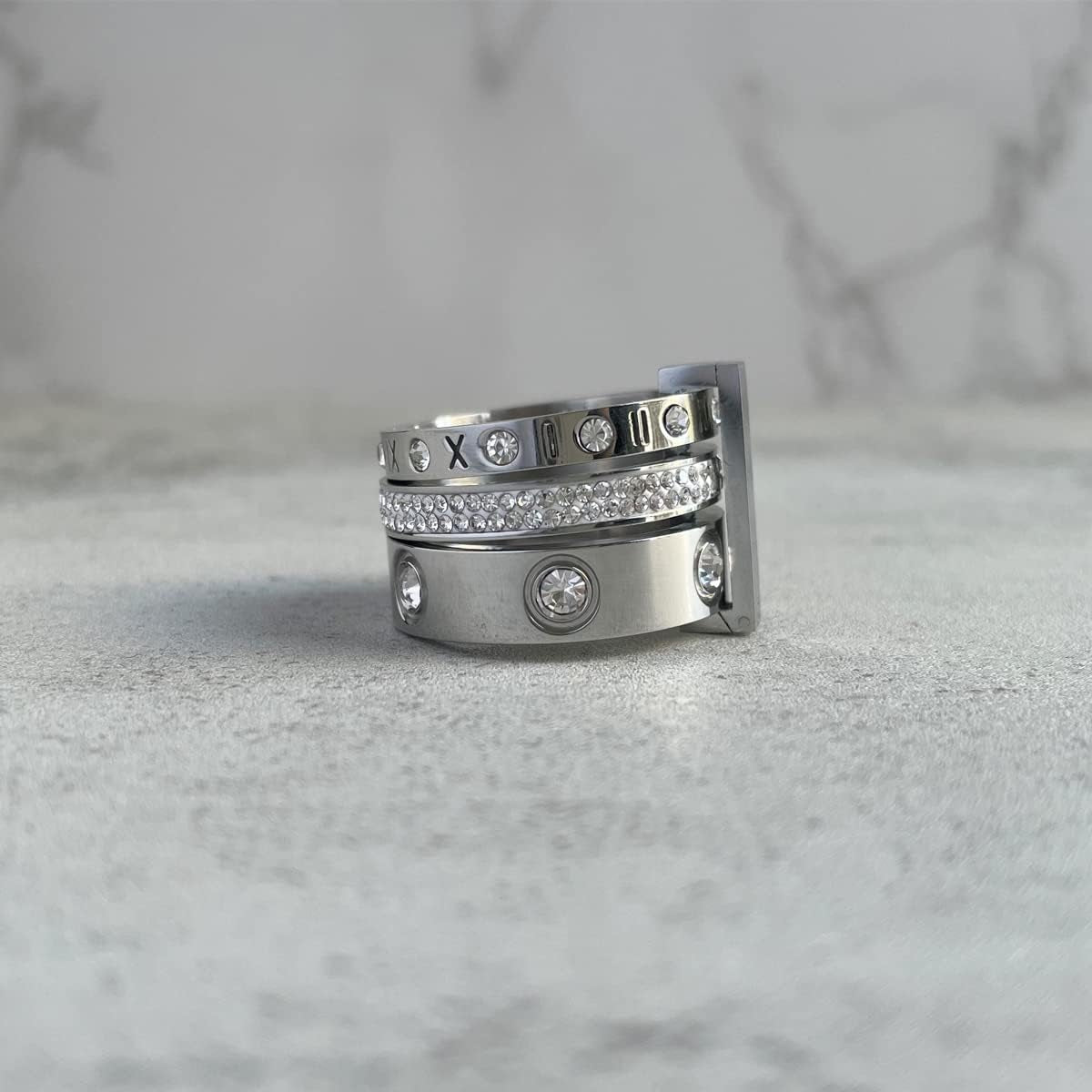 Love Friendship Gold Rings Set for Women 18K Gold Plated Titanium Steel Dainty Cubic Zirconia Rings Fashion Stacking Bands Valentines Day Mother'S Day Christmas Day Best Gifts