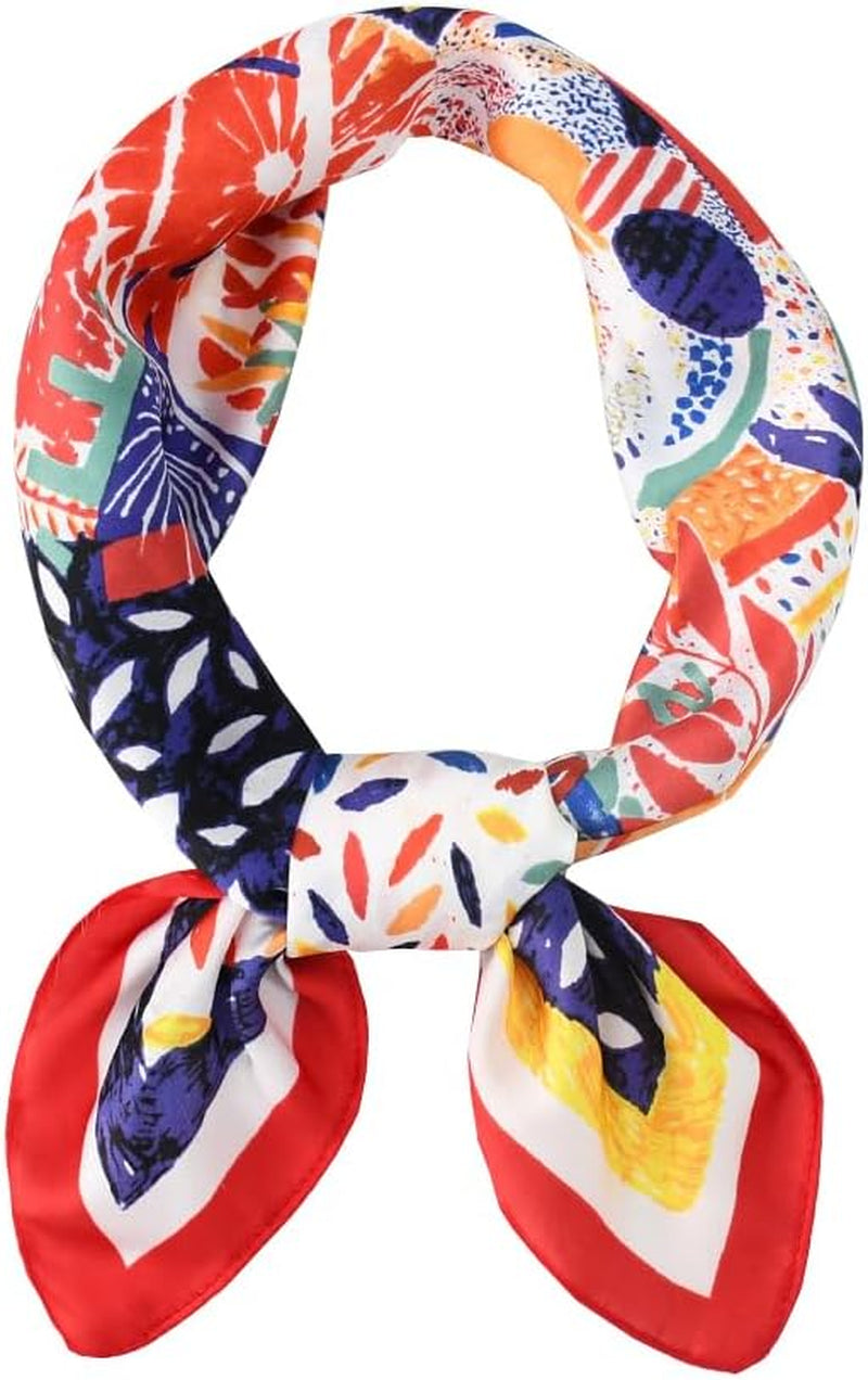 ANDANTINO 100% Mulberry Silk Scarf -21” Lightweight Square Neckerchief – Breathable Digital Printed Scarves with Gift Packed