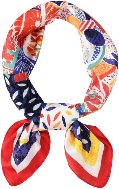 ANDANTINO 100% Mulberry Silk Scarf -21” Lightweight Square Neckerchief – Breathable Digital Printed Scarves with Gift Packed