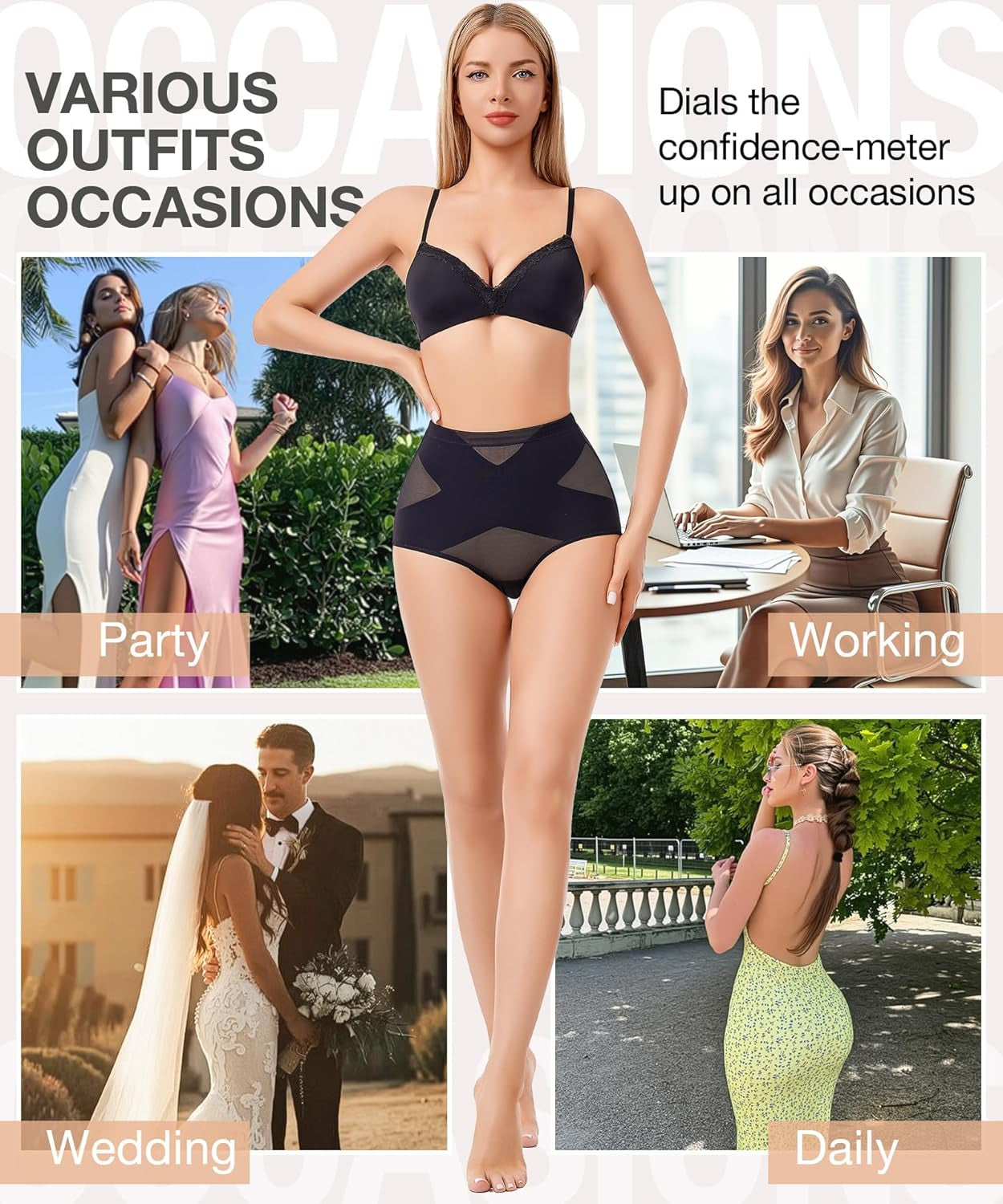 Tummy control shapewear panty girdle flat lay showing seamless construction