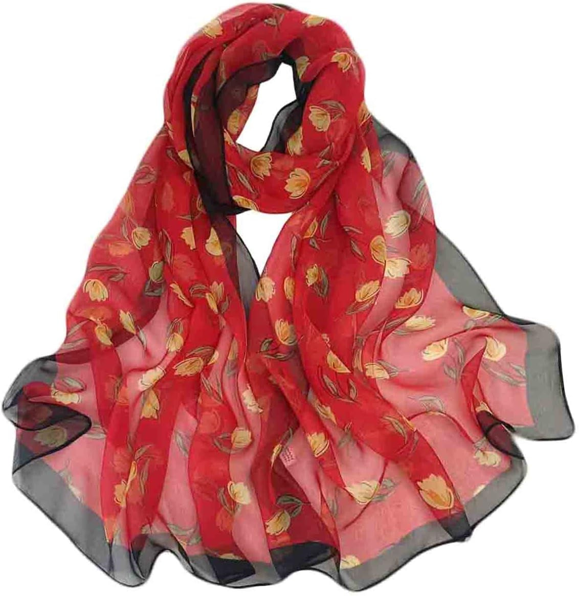 Pokeedioty Scarfs for Women Lightweight Scarves Elegant Floral Pattern Sheer Scarfs Shawls Wraps