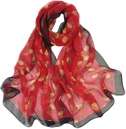 Pokeedioty Scarfs for Women Lightweight Scarves Elegant Floral Pattern Sheer Scarfs Shawls Wraps