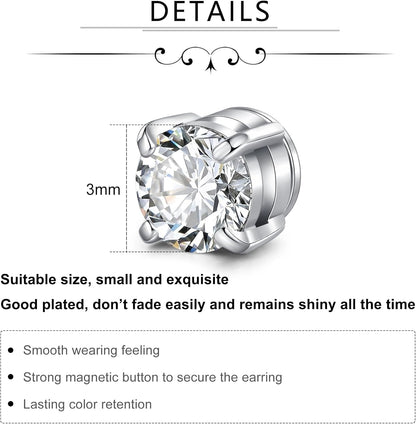 D.Bella Fake Nose Ring Stud Magnetic Nose Stud Clip on Lip Ear Non Pierced Jewelry for Women Men Silver