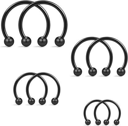 Ruifan 16G Surgical Steel CBR Nose Septum Horseshoe Earring Eyebrow Tongue Lip Nipple Helix Tragus Piercing Ring 6-16Mm