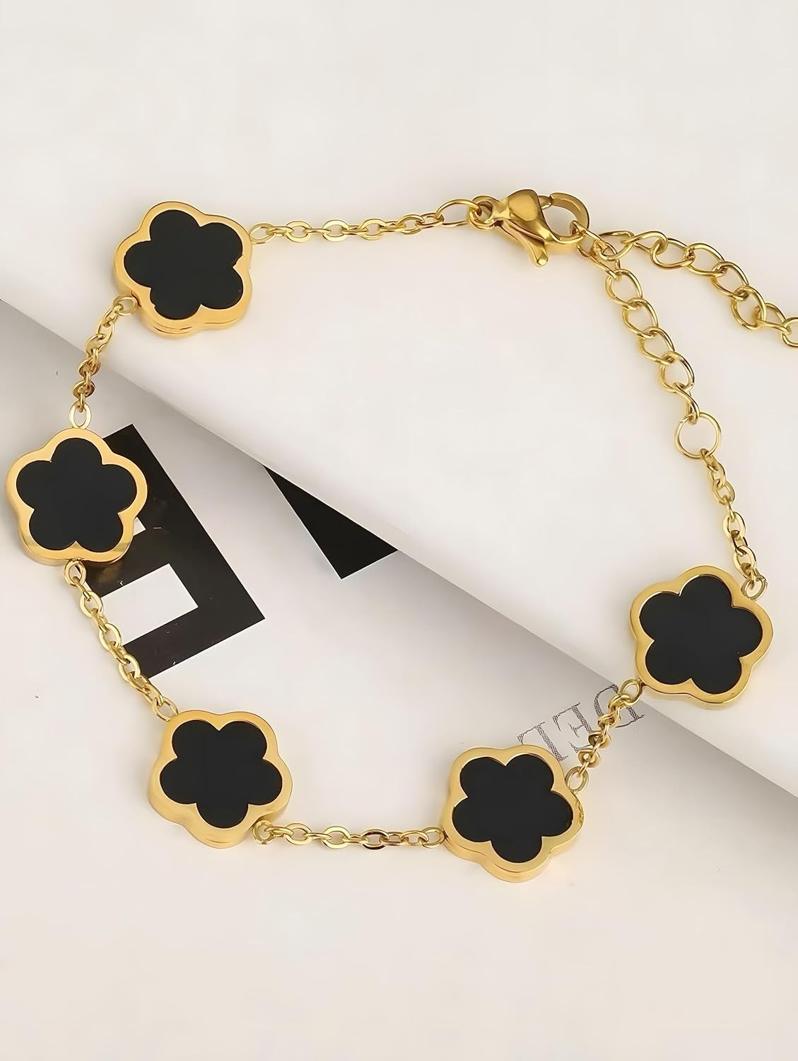 Lucky Clover 18K Gold Plated Clover Necklace Bracelet Earring for Women Fashion Cute Simple Jewelry Sets Hypoallergenic Women Jewelry Gifterhuan