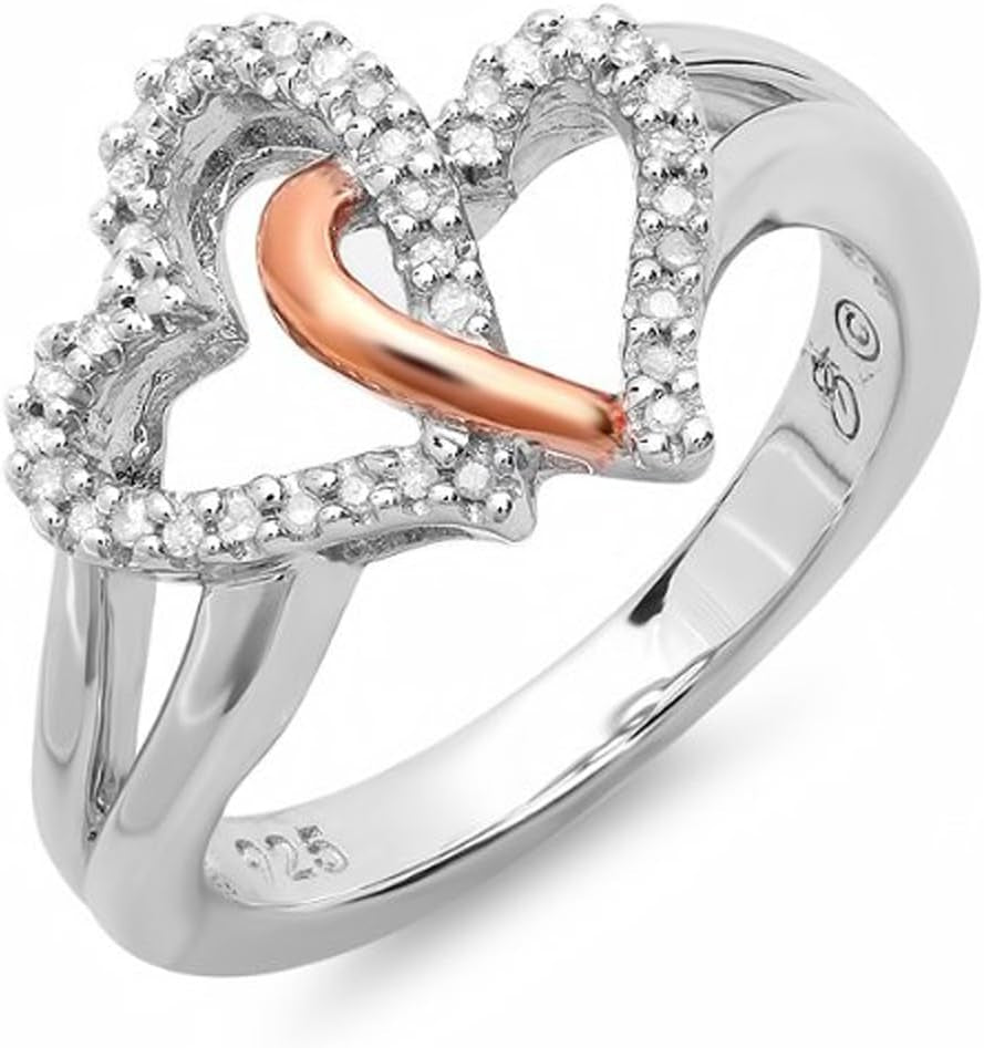Dazzlingrock 0.15 carat diamond promise ring pink gold plated