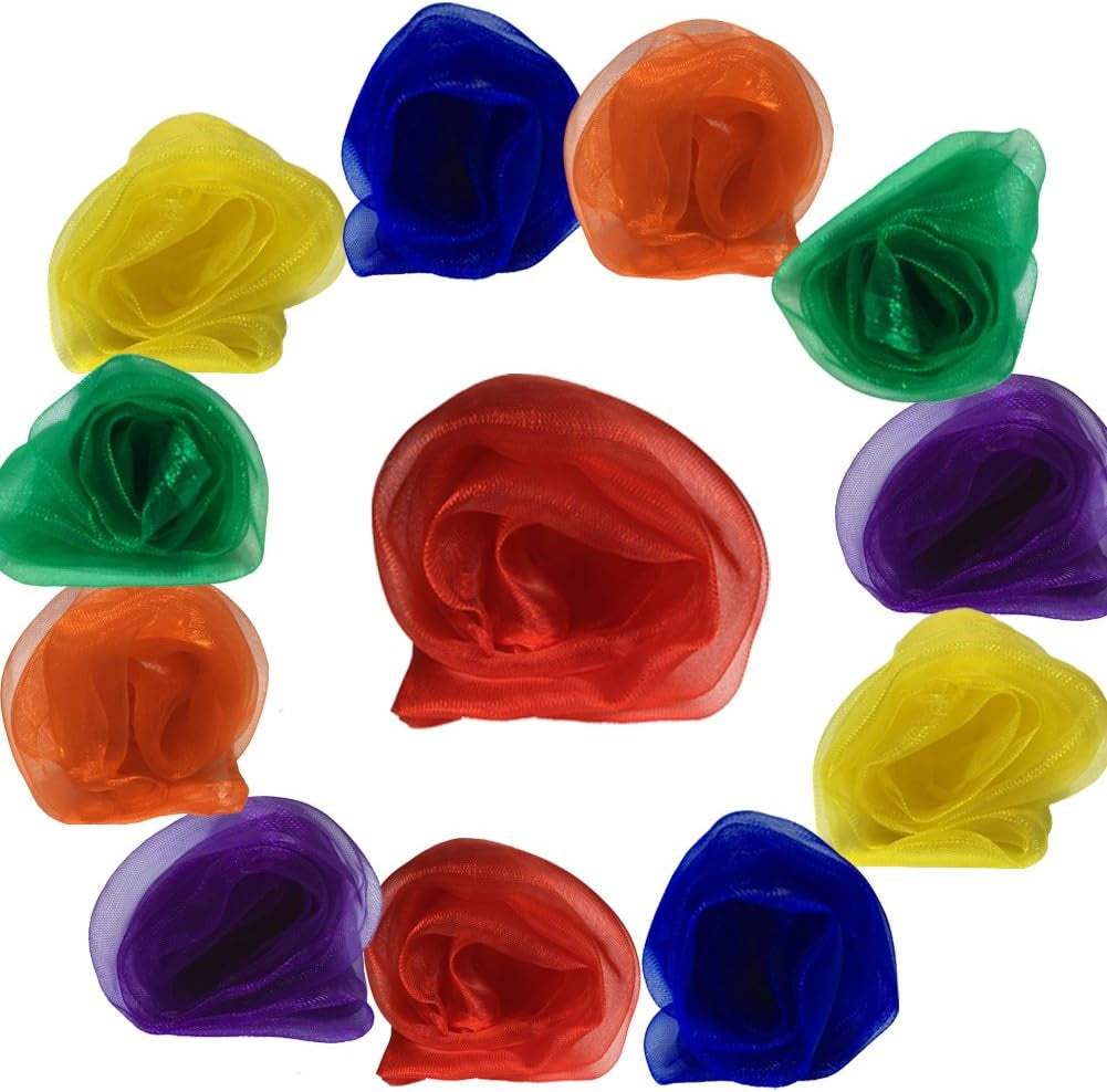 AIVIAI Dance Scarves Music Scarves for Children Movement and Juggling 12Pcs