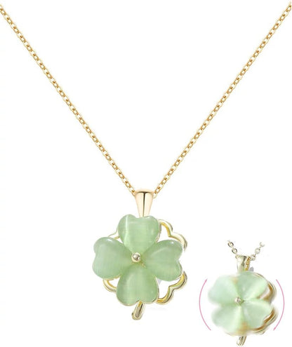 Green 4 Leaf Clover Necklace for Women, Lucky Pendant Chain Necklace Jewelry