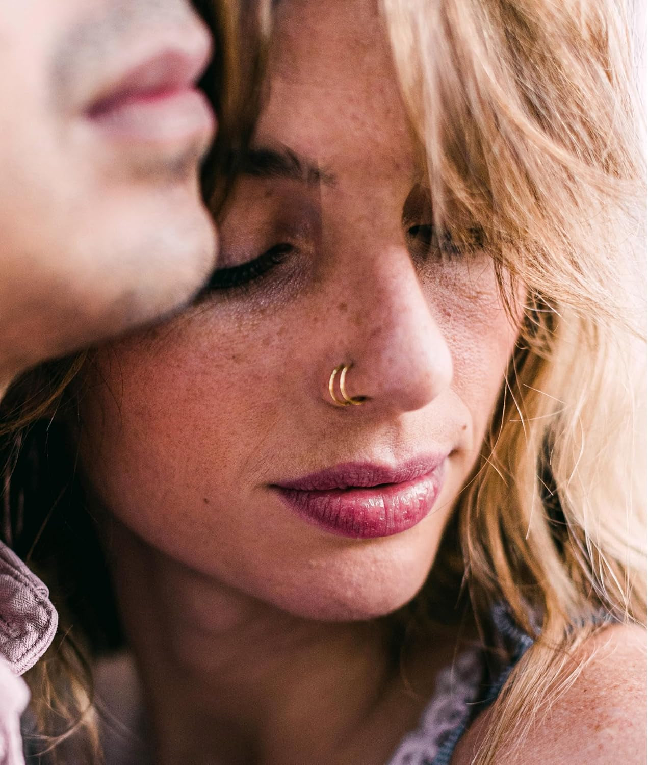 5-12 Pcs Nose Rings Hoops Nose Piercings Nose Piercing Jewelry Fake Nose Ring Fake Piercings Septum Lip Double Hoop Nose Ring Hoop Nose Rings for Women Clip on Helix Cartilage Hoop Earrings