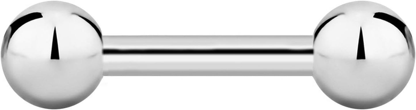 Forbidden Body Jewelry Nipple Barbell, Nipple Bars, Silver Nipplerings Piercing Surgical Steel 8G - 18G Straight Barbell Body Jewelry (Sold Individually)