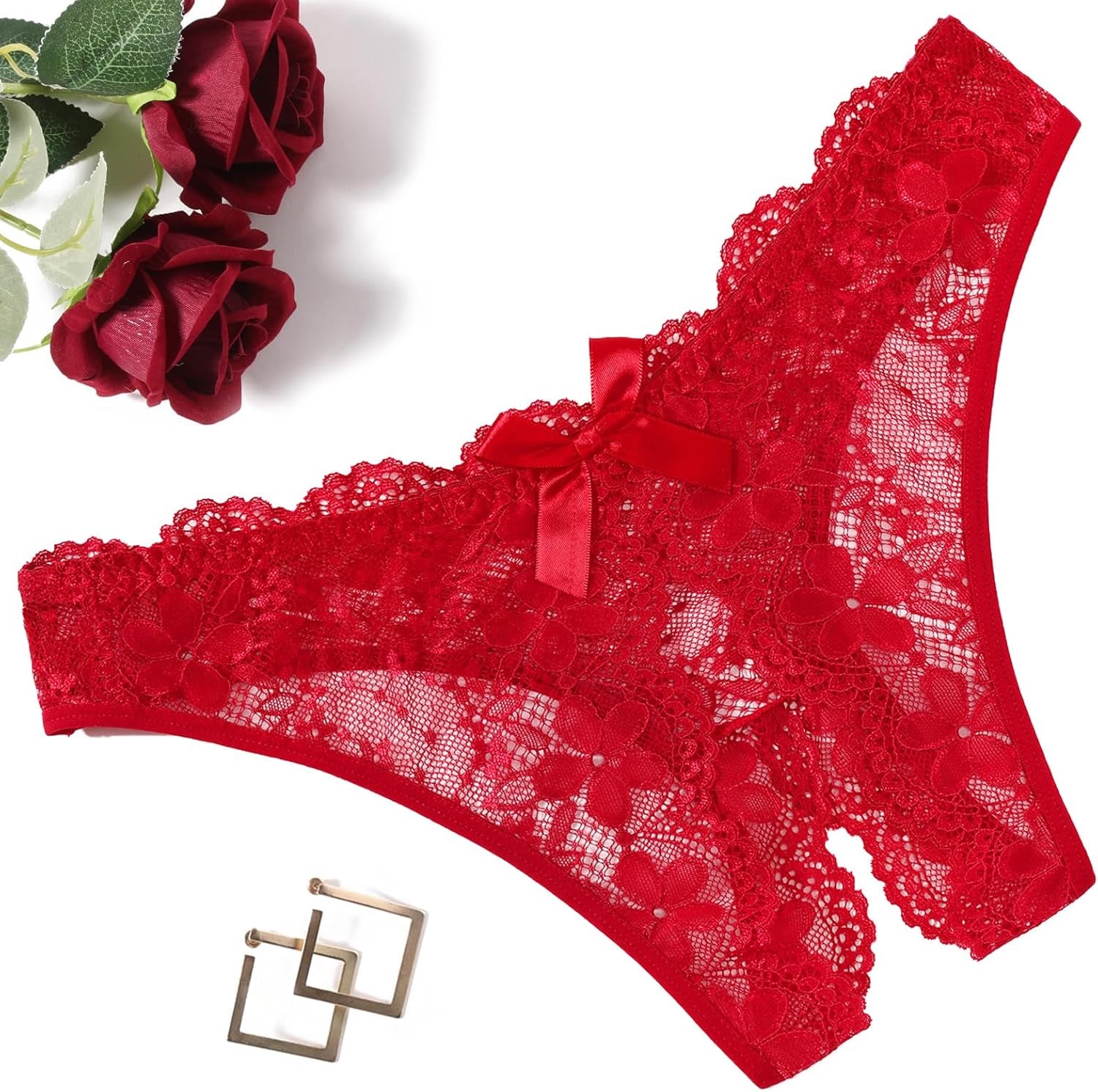 Stretchy lace fabric detail on Avidlove high-waist panties