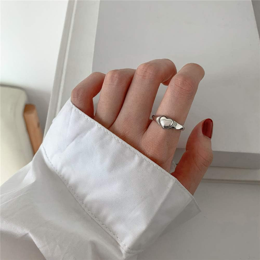 Adjustable open heart ring in S925 sterling silver