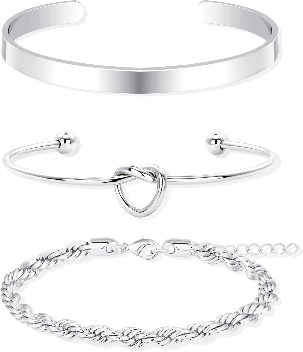 Fashion jewelry set featuring silver and gold plated bangles
