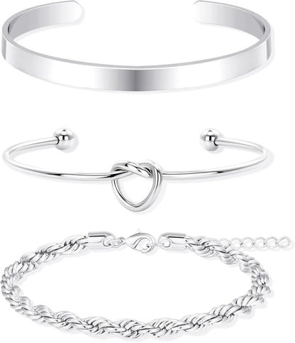 Fashion jewelry set featuring silver and gold plated bangles
