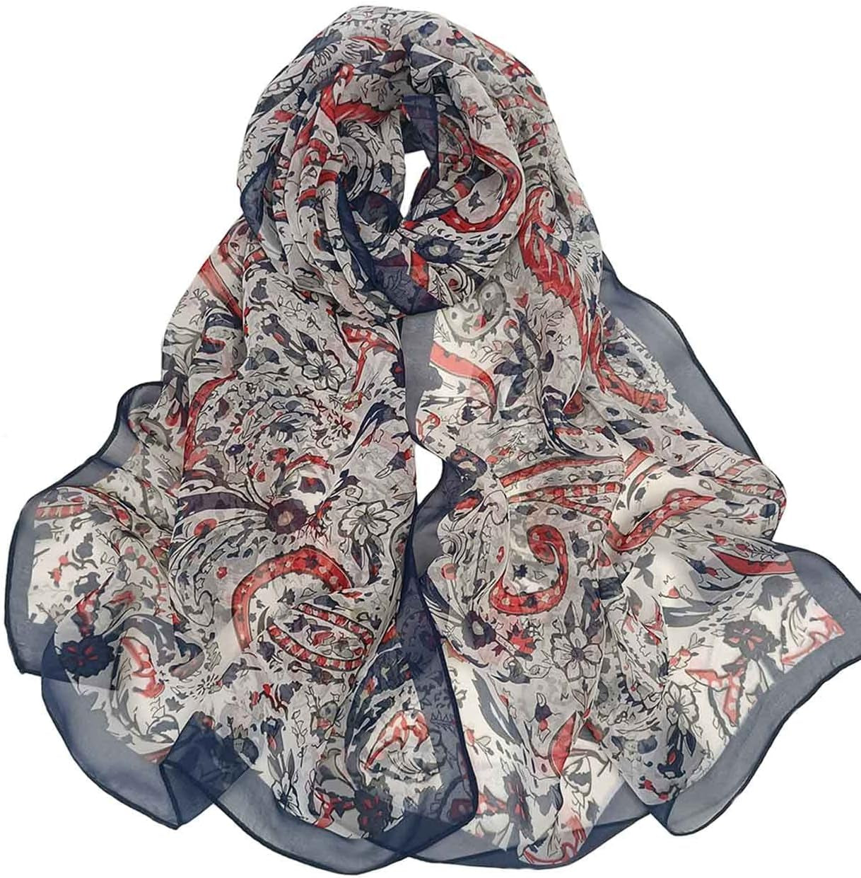 Pokeedioty Scarfs for Women Lightweight Scarves Elegant Floral Pattern Sheer Scarfs Shawls Wraps