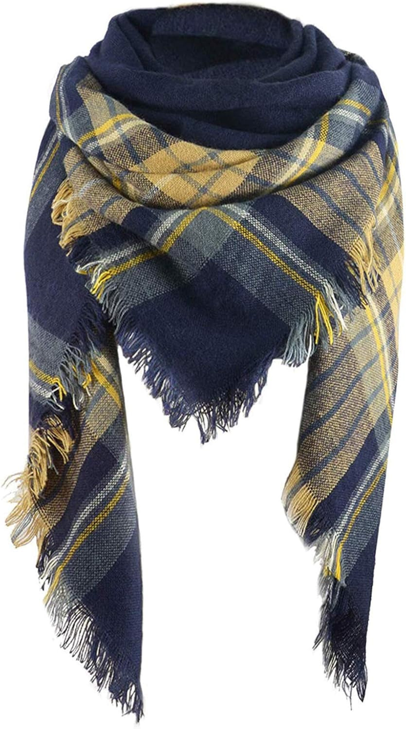 American Trends Womens Fall Winter Scarf Plaid Tassel Soft Warm Blanket Scarves Womens Shawl Wraps