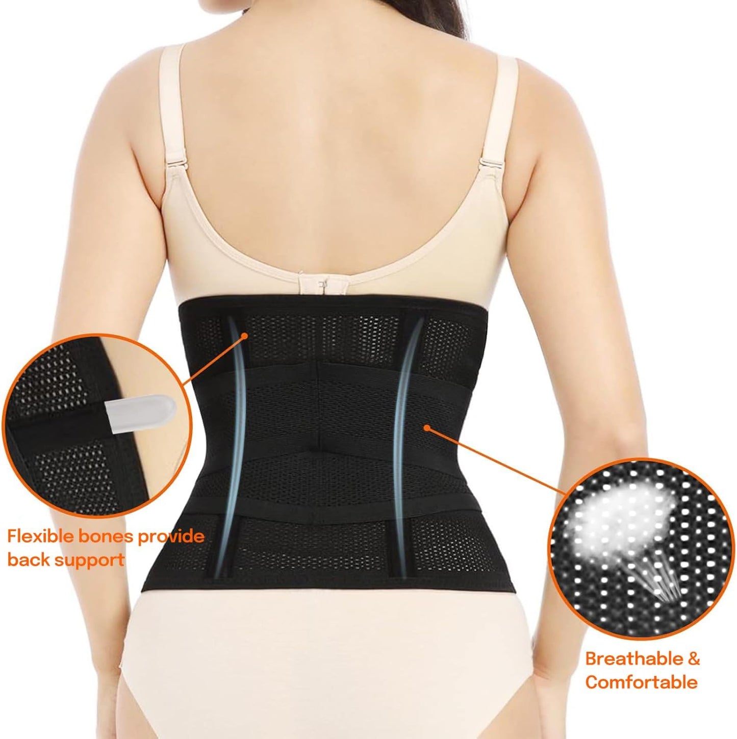 Medium size abdominal binder worn under clothing for support