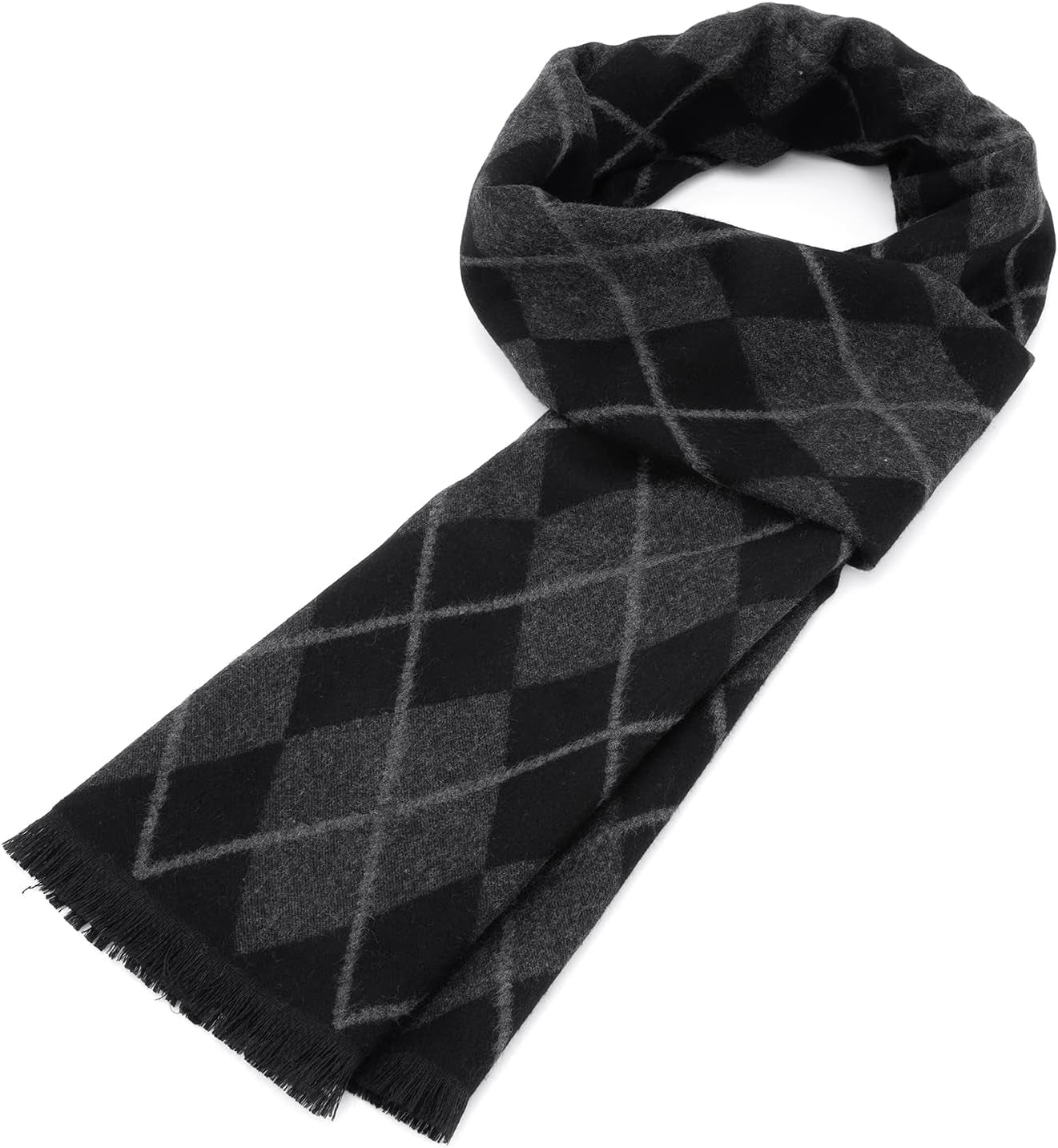 American Trends Mens Winter Warm Long Soft Scarf Plaid Tassel Scarf for Men Soft Classic Scarves
