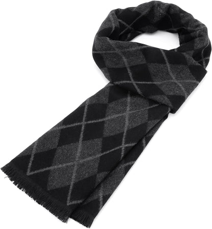 American Trends Mens Winter Warm Long Soft Scarf Plaid Tassel Scarf for Men Soft Classic Scarves