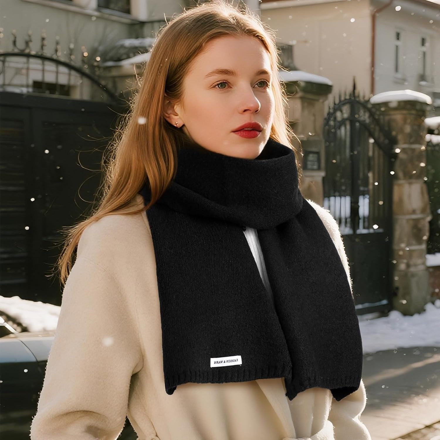 Trifabricy Winter Scarf for Women - Womens Warm Knit Scarf Soft Wrap for Cold Weather Winter Scarfs Fashion Solid Scarves