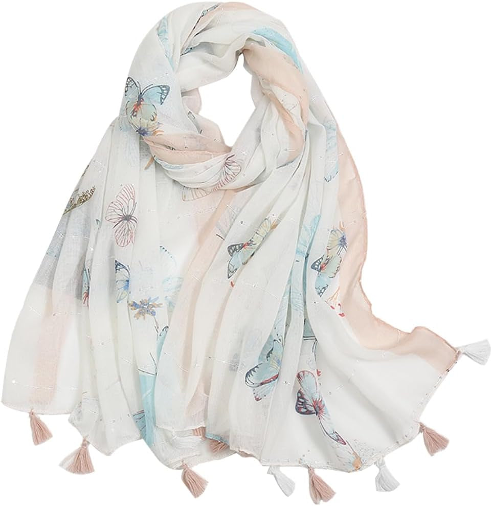 Yeieeo Boho Scarf for Women Lightweight Floral Printed Scarf Fall Winter Fashion Fringed Shawl