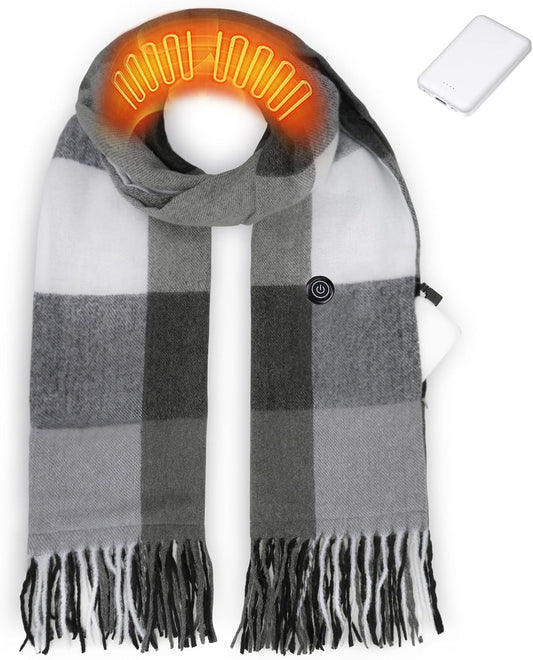 EN'DA Professional Rechargeable Heated Scarf for Women and Men, 3 Levels Temperatures Neck Warmer for Winter Cold Weather, Electric Scarves with Battery