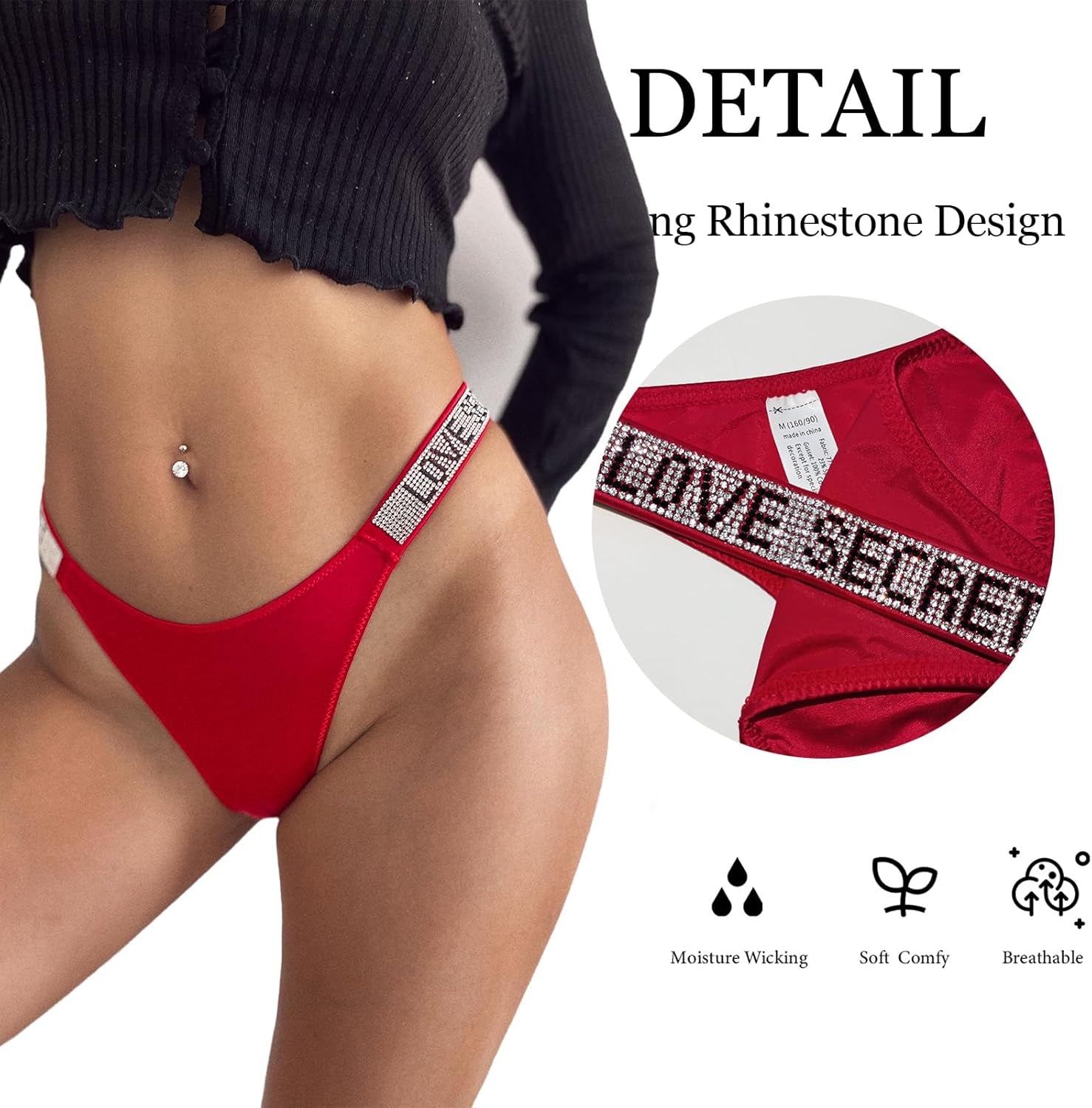 Breathable cotton t-back thong panty from Meshal women's collection