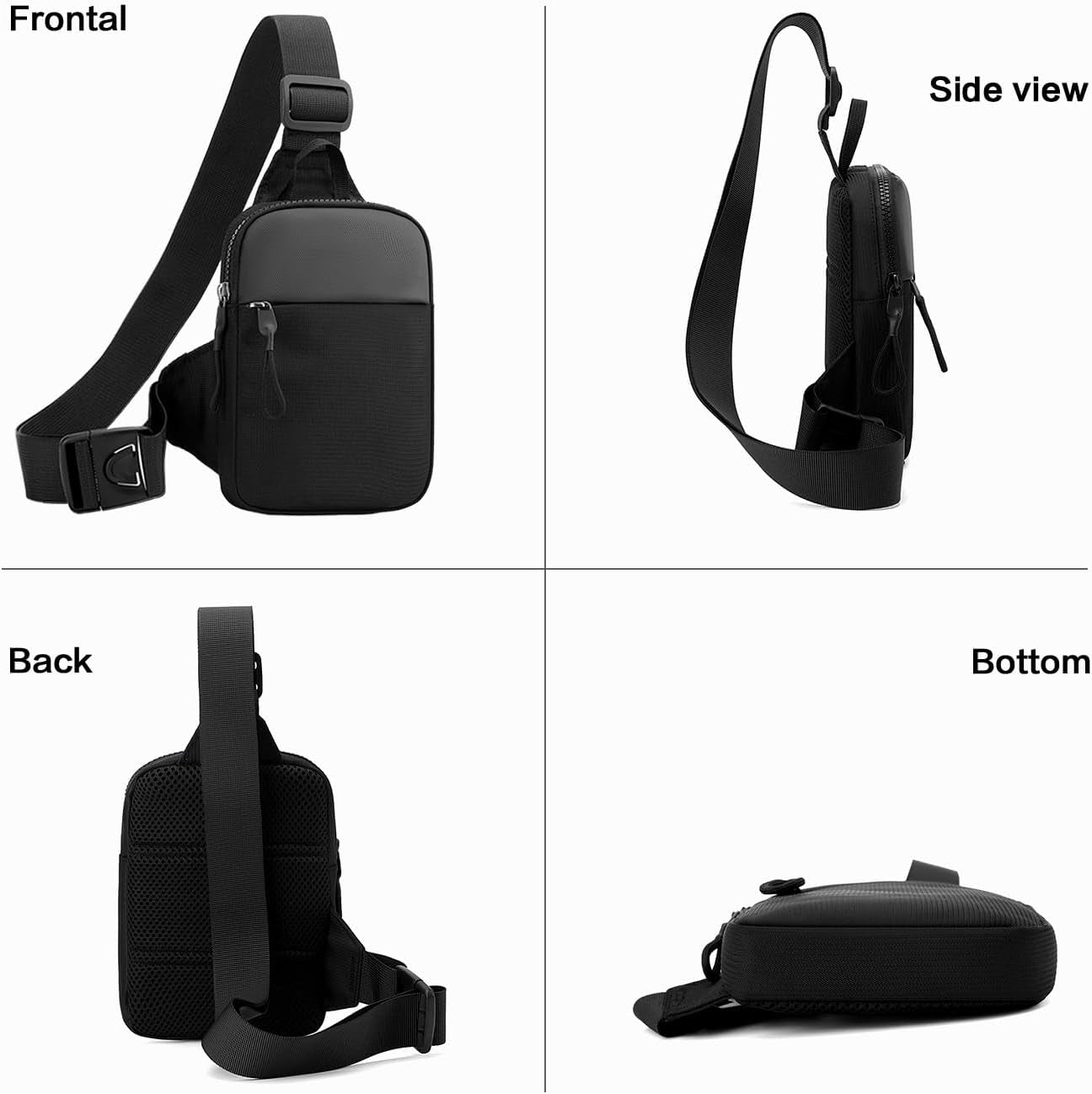 Water-resistant sling bag fanny pack for running and sports