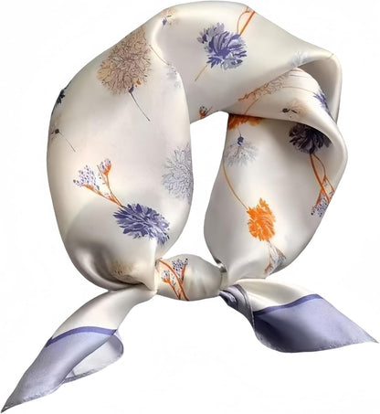 MINIDORA Satin Scarves for Women 27.5 × 27.5 Inches Medium Square Elegant Silk Feeling Head Scarf