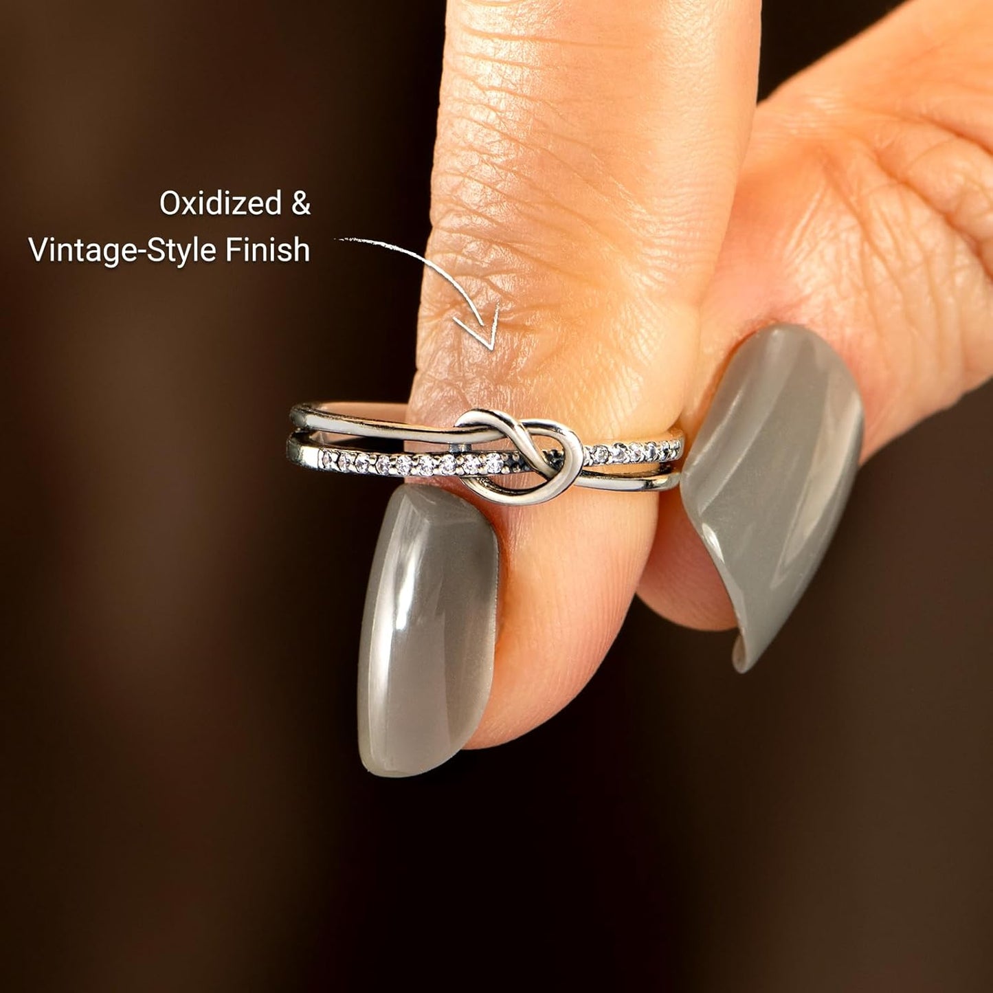 STORYJEWELLERY Mother Daughter Rings, Christmas Gifts for Mom and Daughters, 925 Sterling Silver Heart Knot Ring for Mom, Birthday Gifts, Matching Mother Daughter Jewelry