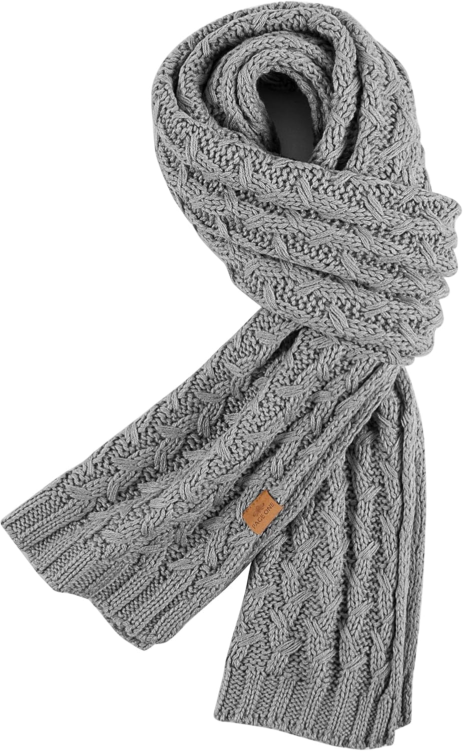 PAGE ONE Women'S Ribbed Knit Scarf Winter Warm Long Big Wrap Cashmere Wool Thick Large Chunky Scarf for Women