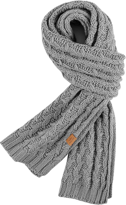 PAGE ONE Women'S Ribbed Knit Scarf Winter Warm Long Big Wrap Cashmere Wool Thick Large Chunky Scarf for Women