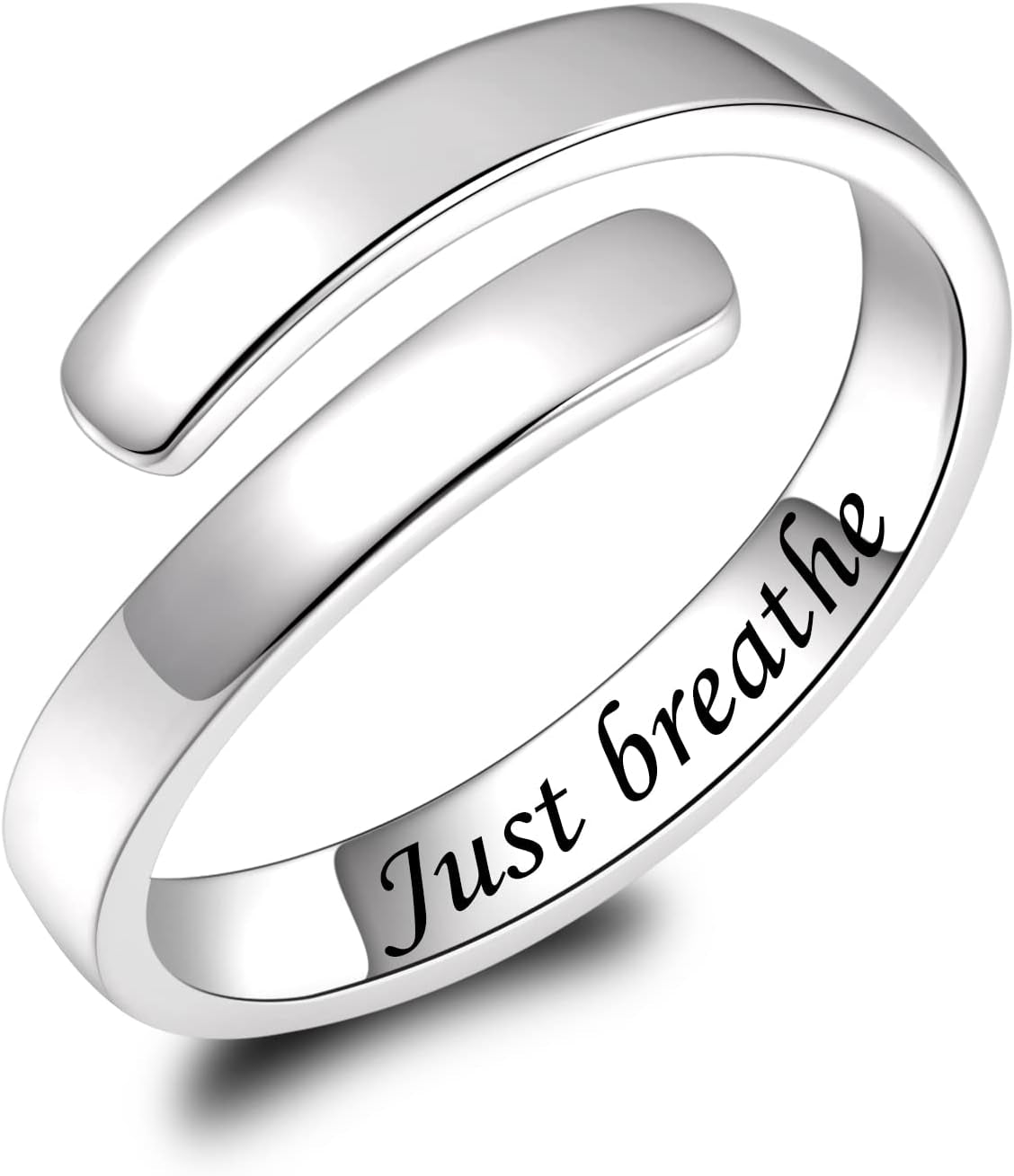 BEILIN 925 Sterling Silver Inspirational Jewelry Rings Adjustable Ring Personality Encouragement Gift for Teens Women