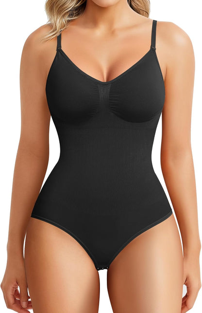 BRABIC womens seamless v-neck bodysuit shapewear front view