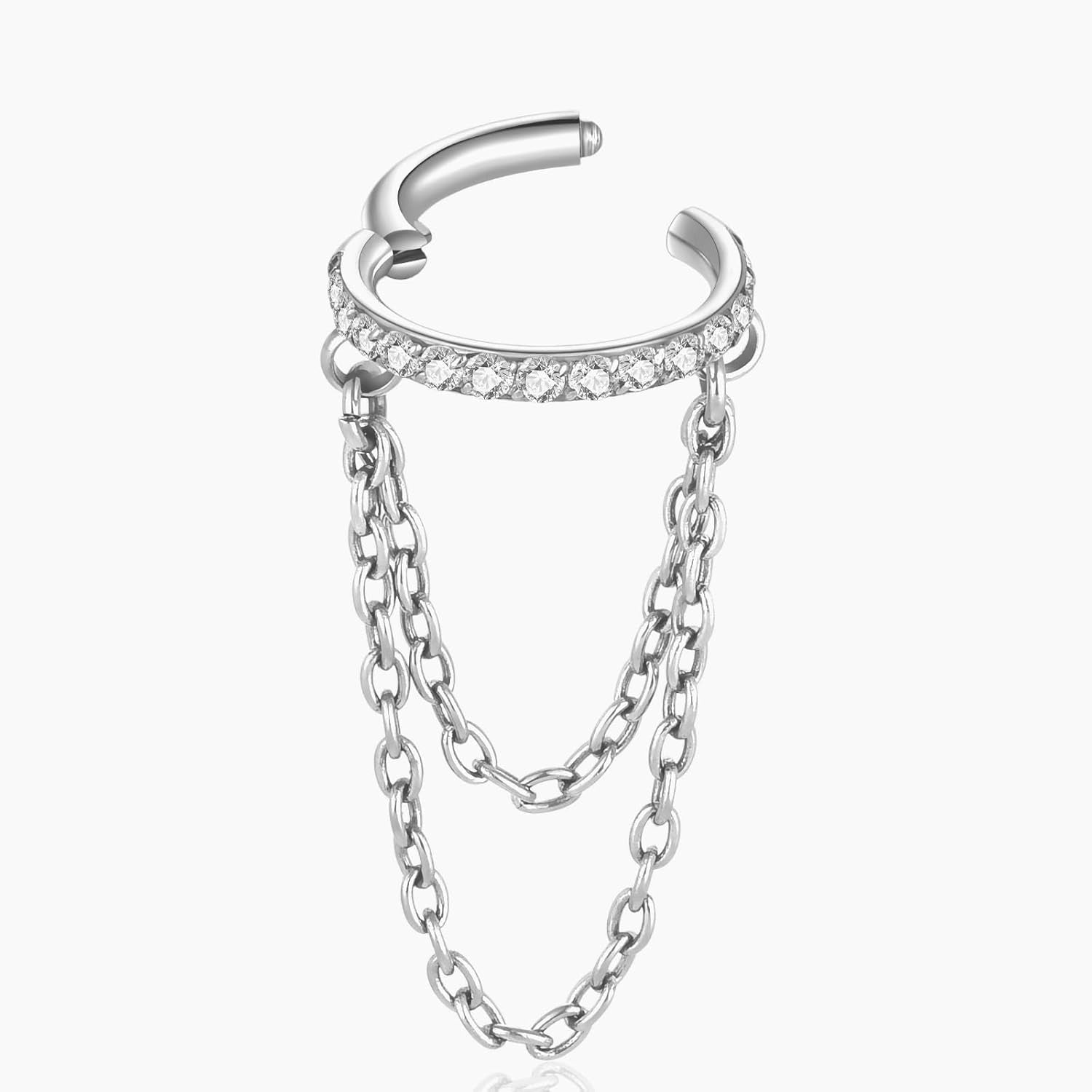 16G Titanium Cartilage Earrings Hoop 7Mm 9Mm Helix Piercing Jewelry with Single/Double/Triple Chains Hypoallergenic Hinged Clicker