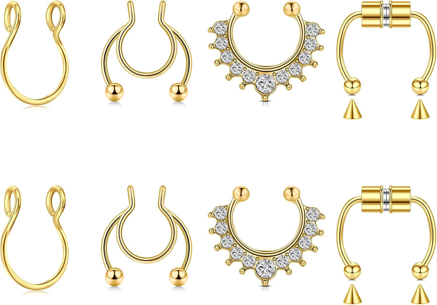 Briana Williams Fake Septum Piercing Fake Septum Ring Faux Septum Nose Rings Fake Septum Fake Nose Ring Clip on Septum Nose Ring Faux Septum Piercing for Women Non Piercing Fake Septum Hoop Jewelry