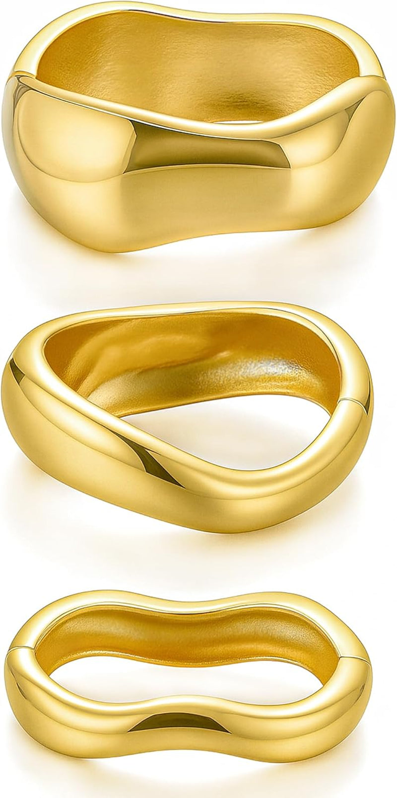 Chunky 14K gold plated bangle bracelets stackable set