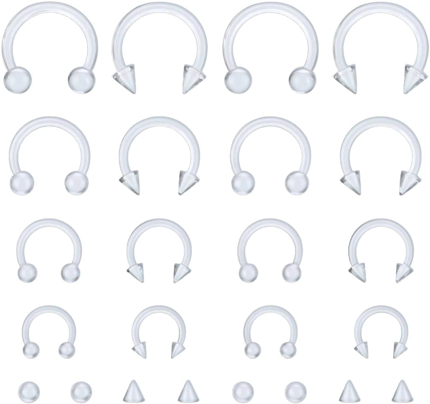 Horseshoe Nose Ring Hypoallergenic Septum Rings, Body Clear Piercing Retainer for Women and Men,16G Septum Nose Rings for Women,Smiley Piercing Jewelry