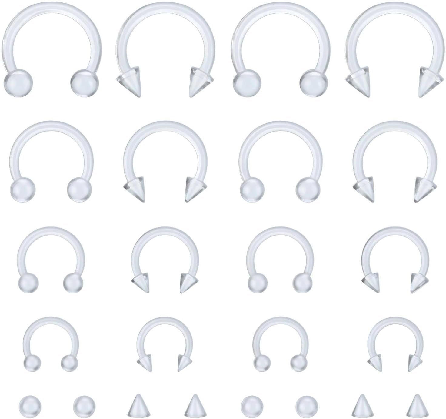 Horseshoe Nose Ring Hypoallergenic Septum Rings, Body Clear Piercing Retainer for Women and Men,16G Septum Nose Rings for Women,Smiley Piercing Jewelry