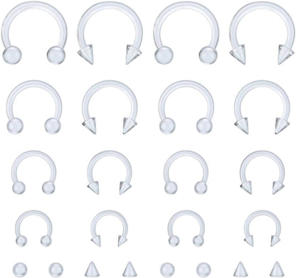Horseshoe Nose Ring Hypoallergenic Septum Rings, Body Clear Piercing Retainer for Women and Men,16G Septum Nose Rings for Women,Smiley Piercing Jewelry
