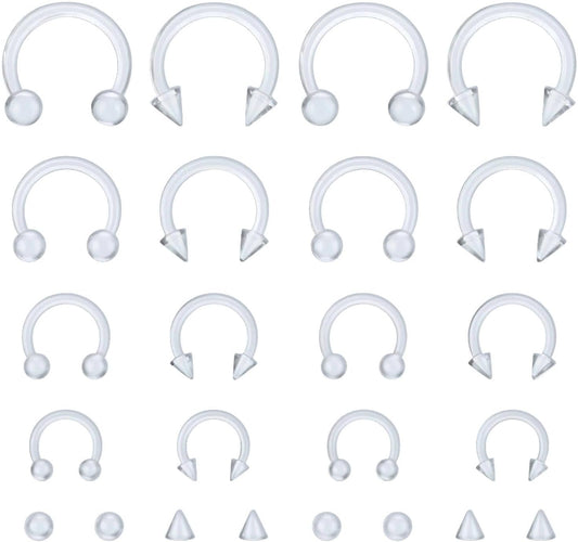 Horseshoe Nose Ring Hypoallergenic Septum Rings, Body Clear Piercing Retainer for Women and Men,16G Septum Nose Rings for Women,Smiley Piercing Jewelry