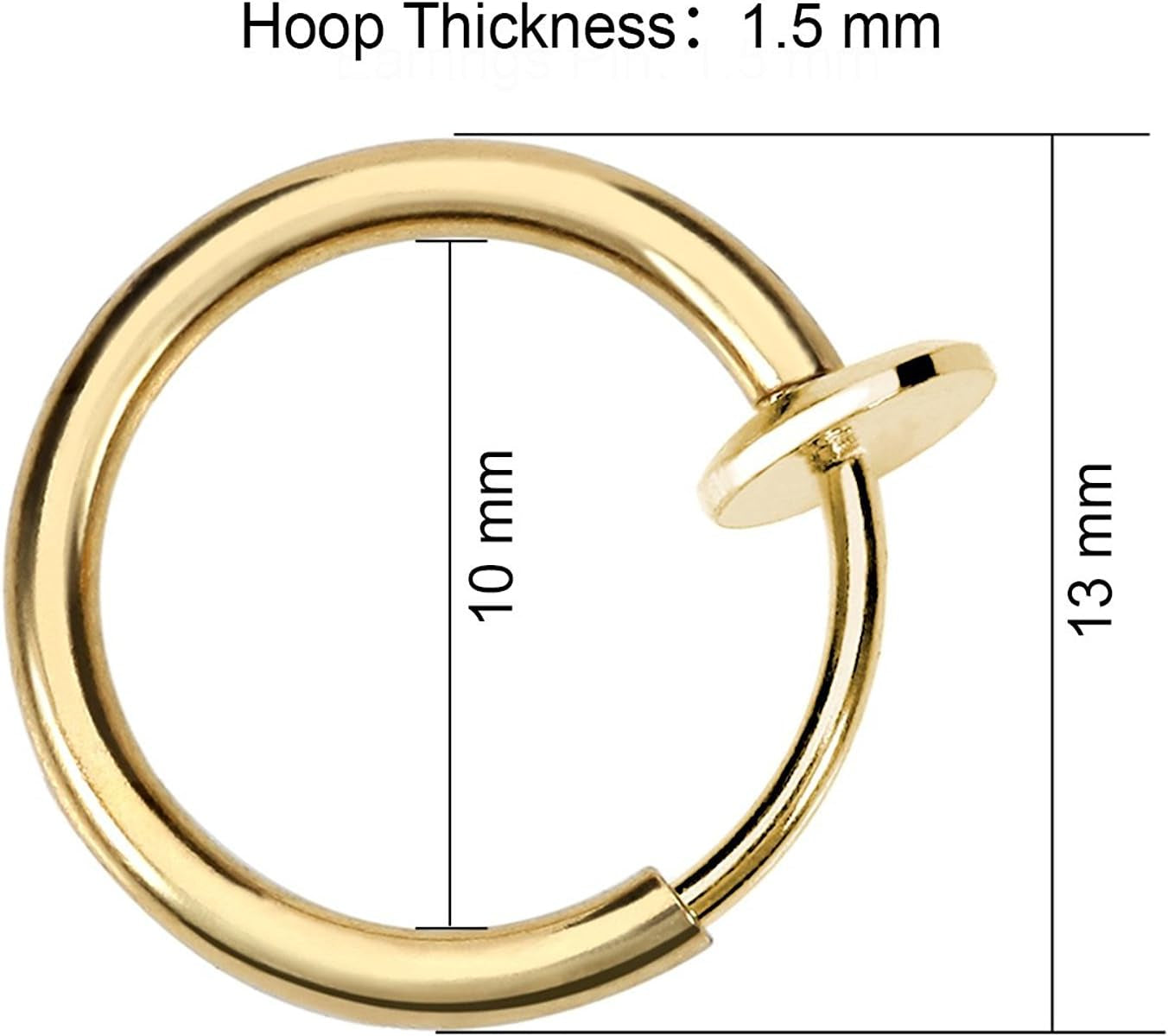 Jewelrieshop Nose Ring Hoop Clip on Fake Septum Non Piercing Spring Hoop Lip Ring Cartilage Earrings for Women (16 Pcs)