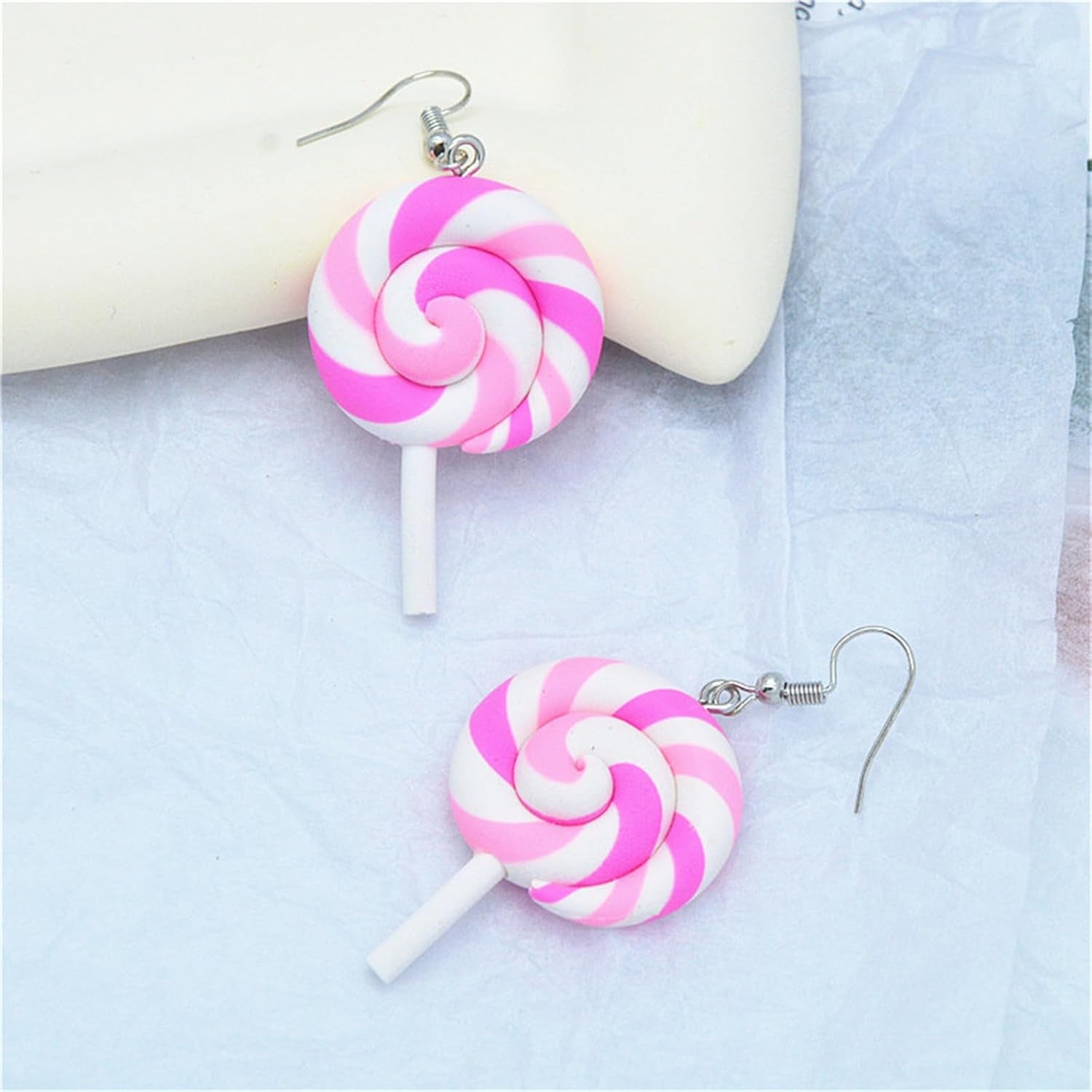 Christmas Lollipop Necklace Earrings Set for Women Creative Simulation Food Lollipop Dangle Earrings Cute Lightweight Colorful Rainbow Lollipop Necklace Charm Xmas Party Accessories Jewelry