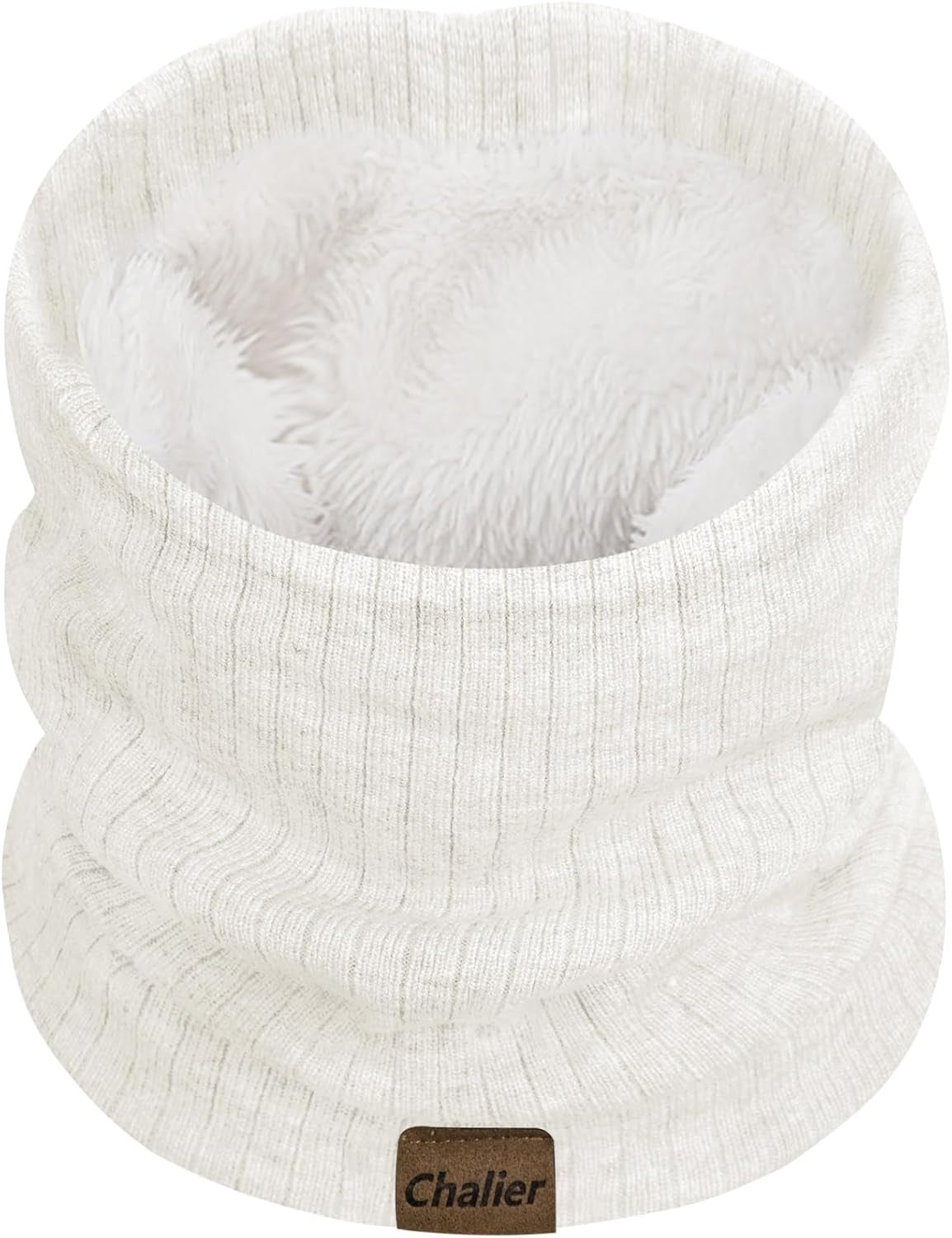 Chalier Infinity Scarf Winter Double-Layer Neck Warmer Knit Fleece Lined Circle Loop Scarves