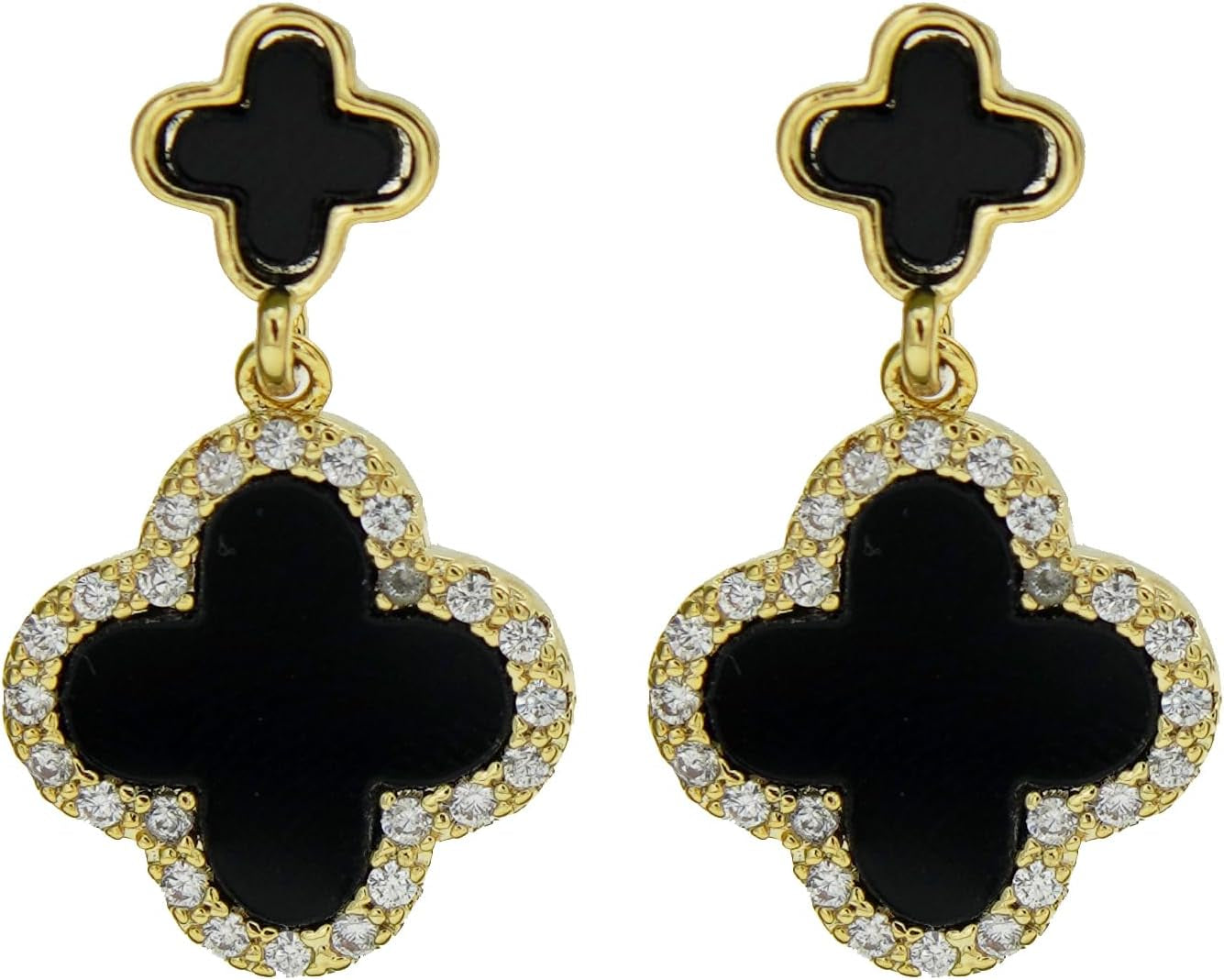 Four Leaf Clover Earrings Silver Needle Clover Earrings Full of Diamond Zircon Anti-Allergy Jewelry Earrings Large for Women or Girls……