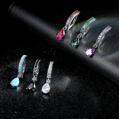 FIBO STEEL 14G Clicker Belly Rings 316L Surgical Steel Dangle Belly Button Ring CZ Teardrop Pendant Navel Rings Barbell Body Piercing Jewelry