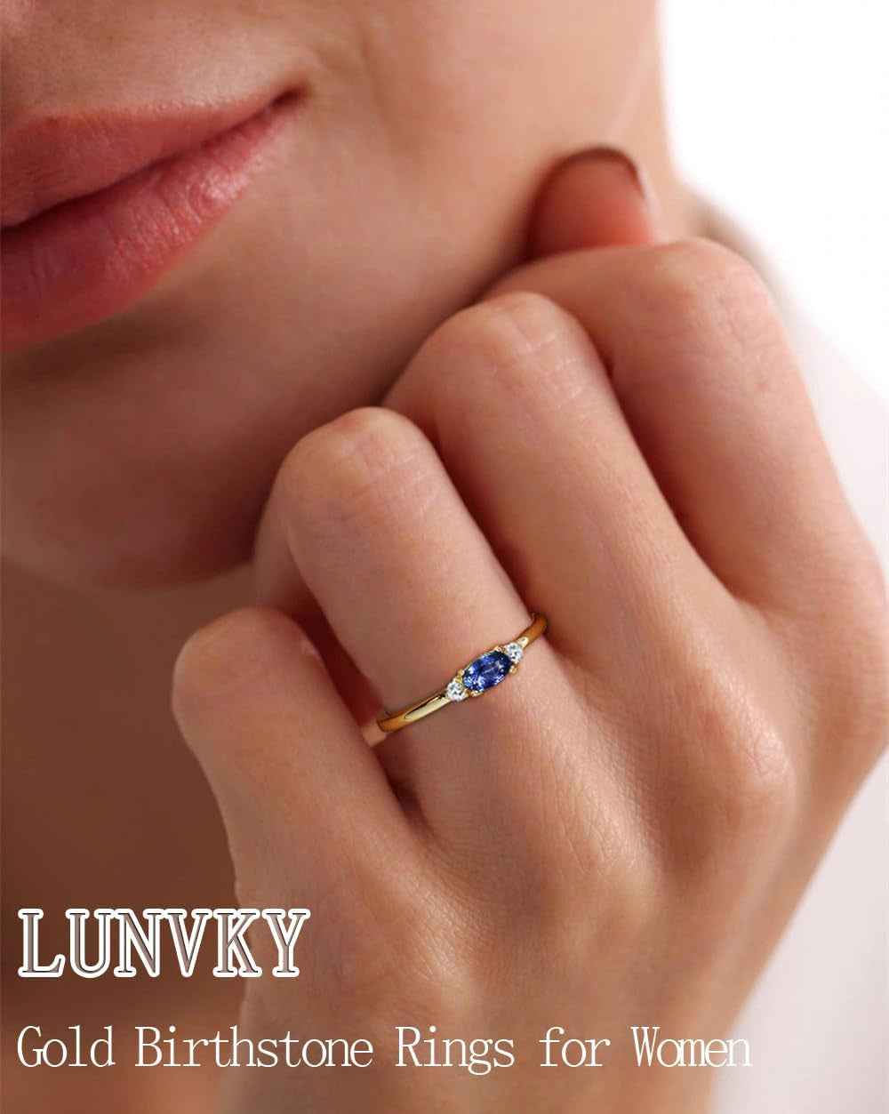Dainty stackable cubic zirconia birthstone ring