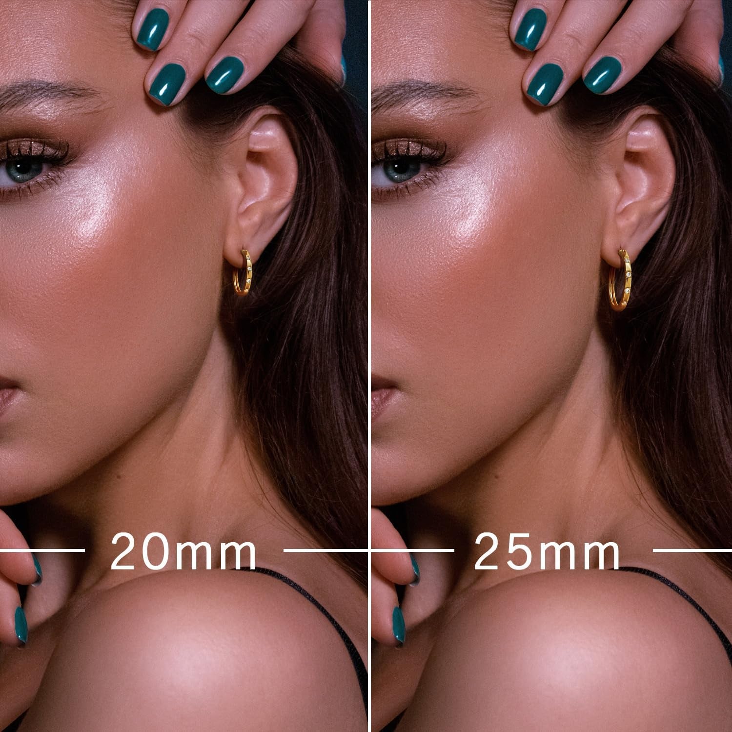 14K Gold Hoop Earrings for Womens Hoops Earrings Small Gold Hoop Earring with Cubic Zirconia Stones 14K Hoops Earring 20/25Mm