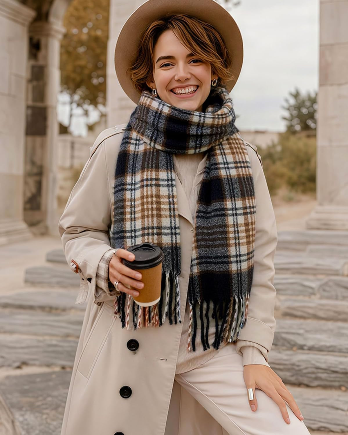 DOFOWORK Winter Scarf for Women - Winter Scarves for Women/Men 81"×18" Tassel Blanket Scarf Womens Scarves Wraps