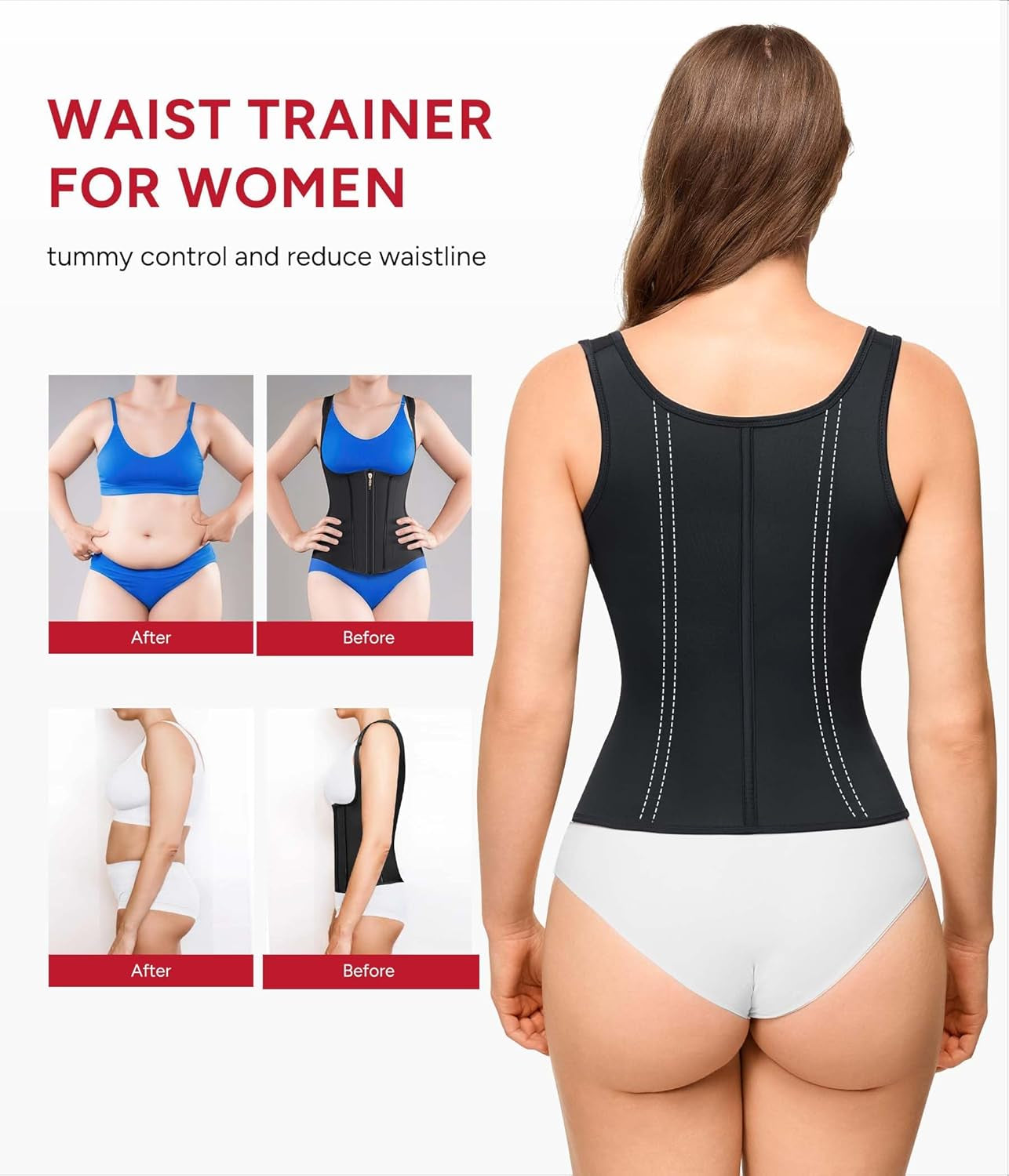 Tummy control waist cincher shapewear with adjustable strap
